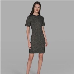 KARL LAGERFELD PARIS Shimmer Sweater Dress Black/Gold - size Large (12-14)